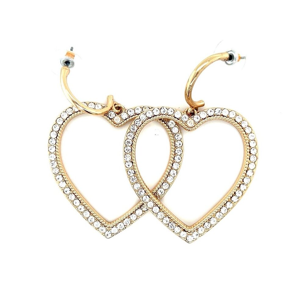 Rachel Parcell Large Rhinestones Heart Dangle Earrings‎